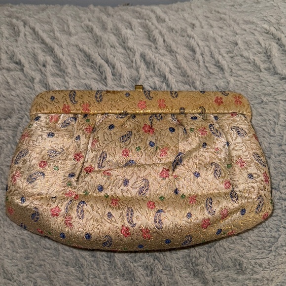 Vintage Gold Floral Clutch